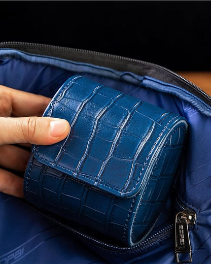 MR.OKAY Single Watch Travel Case-Classic Leather Watch Case With Superb Texture.(Portable Watch Roll Or Organizer For Storage And Display).Festival Gift For Men, All Handcrafted By Artisans.