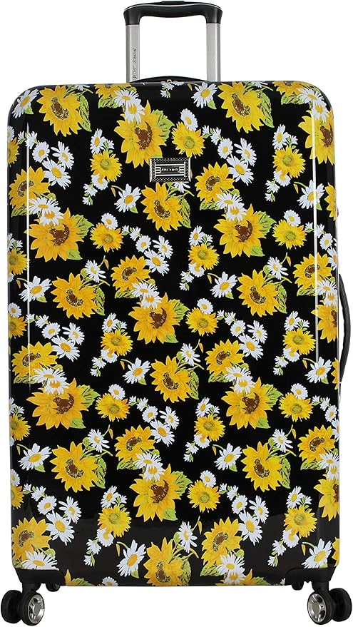 Betsey Johnson Designer Luggage Collection - Expandable 3 Piece Hardside Lightweight Spinner Suitcase Set - Travel Set includes 20-Inch Carry On, 26 inch and 30-Inch Checked Suitcase (Sunflower)