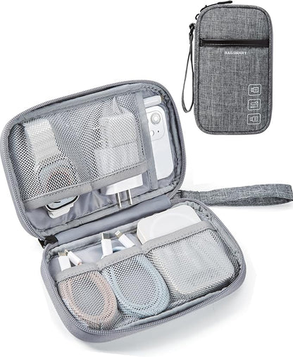 BAGSMART Cord Organizer Travel Cable Organizer Bag Tech Electronic Organizer Travel Case, Travel Essentials for Charger, Cable, Phone, Flash drive, Single Layer - Grey