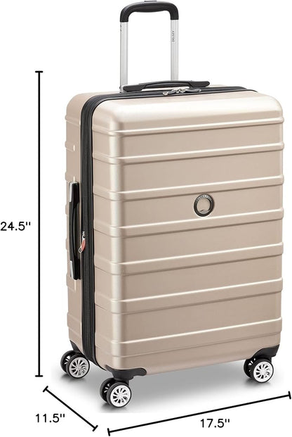DELSEY PARIS Margot Hardside Luggage, Dual Wheel Spinners for Smooth Travel, Expandable with Spacious & Organizable compartments, Men and Women, Gold, Medium Check-In 24-Inch