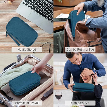 FYY Electronic Organizer, Travel Cable Organizer Bag Pouch Electronic Accessories Carry Case Portable Waterproof Double Layers Storage Bag for Cable, Cord, Charger, Phone, Earphone, Medium Size, Green