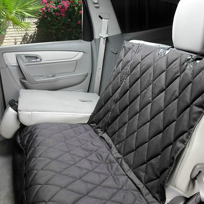 4Knines Dog Seat Cover for Back Seat, Heavy Duty Waterproof Rear Seat Protector for Small Trucks, SUVs, & Cars, Fits 60/40 Split Bench with Middle Seat Belt, Non-Slip Dog Backseat Cover (Regular, Tan)