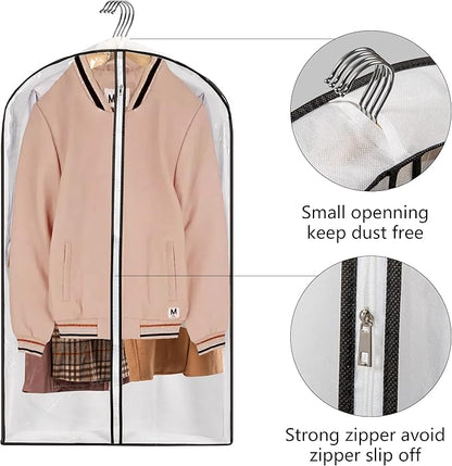 Clear Plastic Hanging Clothes Bags with 4" Gusseted Garment Bags for Storage, Suits, Coats, Sweaters, Shirts - 24" x 40" x 4"",3 Pack