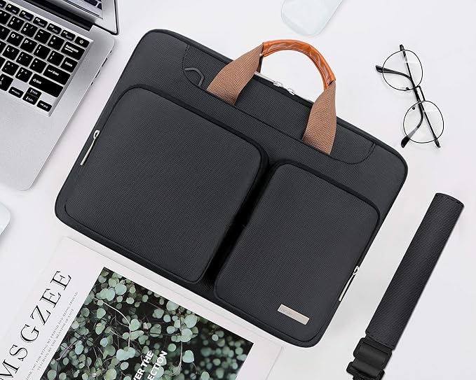 Lacdo 360° Protective Laptop Shoulder Bag, 16 inch Laptop Bag for 16 inch New MacBook Pro M4/M3/M2 /M1 Pro Max A3403 A3186 A2991 A2780 A2485 2024-2019, 15" Surface Laptop 7th Copilot+PC Computer,Black