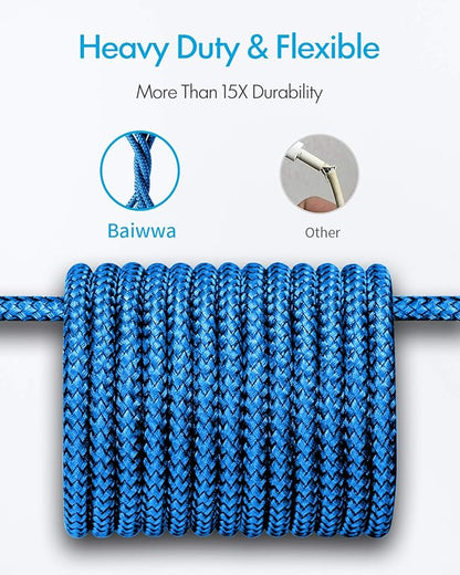 Baiwwa Long USB C Cable 20ft, USB A to Type C Cable Charger Cord Premium Nylon Braided for iPhone 16 15 Series Samsung Galaxy Note Tab, Moto, LG, Pixel and More USB C Smartphone & Tablet