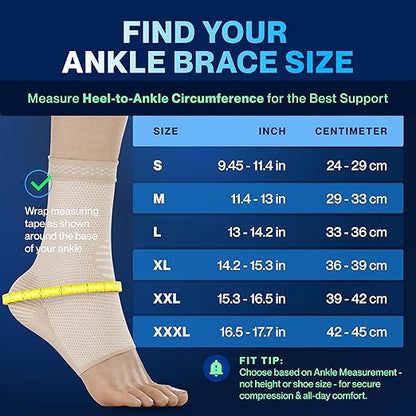 Modvel Foot & Ankle Brace Socks for Sprained Ankle Compression Sleeve - Foot Support for Women & Men - Tendonitis & Arthritis Ankle Brace Sports Running, Torn Ligaments & Women Stabilizing Ankle Wrap