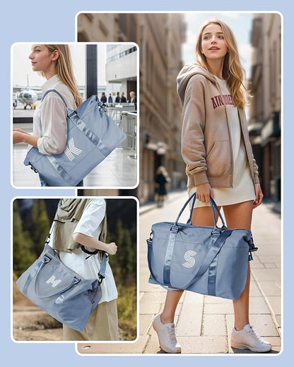 Bridesmaid Gifts, Initial Travel Duffel Bag, Gym Bag, Duffel Bag,Personalized Weekender Bag，Overnight Bag Friend Wedding Girlfriend Birthday Gifts for Women Gifts for Teen Girls (Letter S)