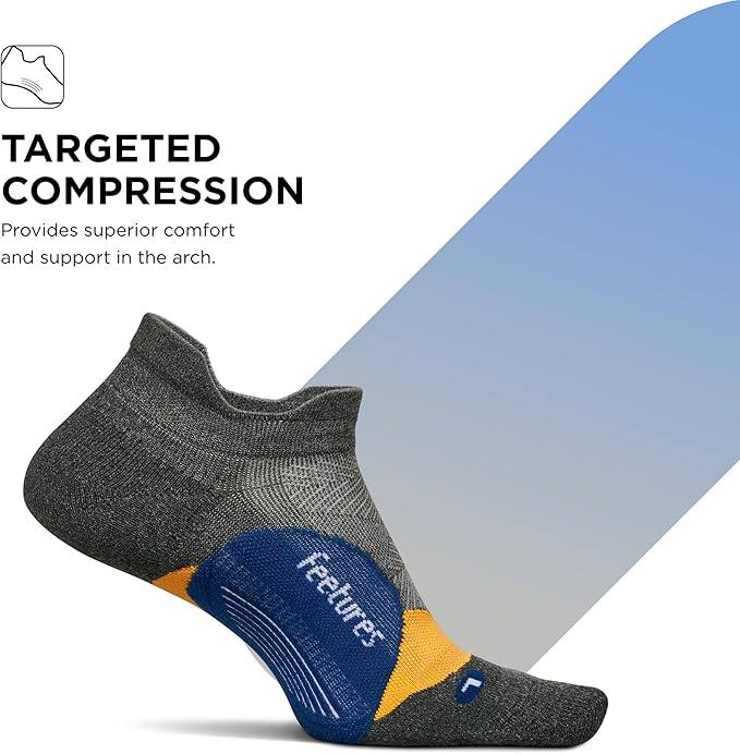Feetures Elite Light Cushion No Show Tab Athletic Ankle Socks - Sport Sock with Targeted Compression