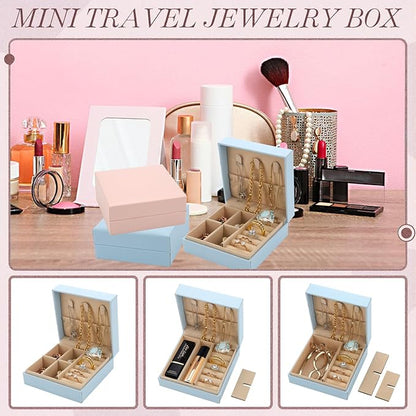Bridesmaid Proposal Gifts Travel Jewelry Case Jewelry Travel Organizer Small Bachelorette party Jewelry Box Bridesmaid Gift Boxes Mini Storage Organizer Storage Box (6, Blue small)