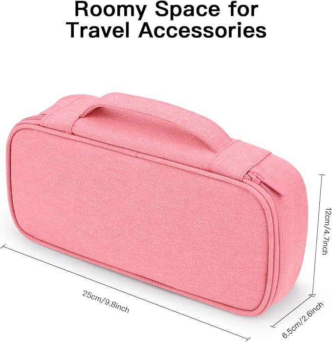 Cord Organizer Travel Case, Electronics Organizer Pouch Bag for Cable & Charger, Power bank, Phone, Tech Accessories (Pink)