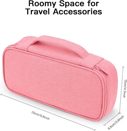 Cord Organizer Travel Case, Electronics Organizer Pouch Bag for Cable & Charger, Power bank, Phone, Tech Accessories (Pink)