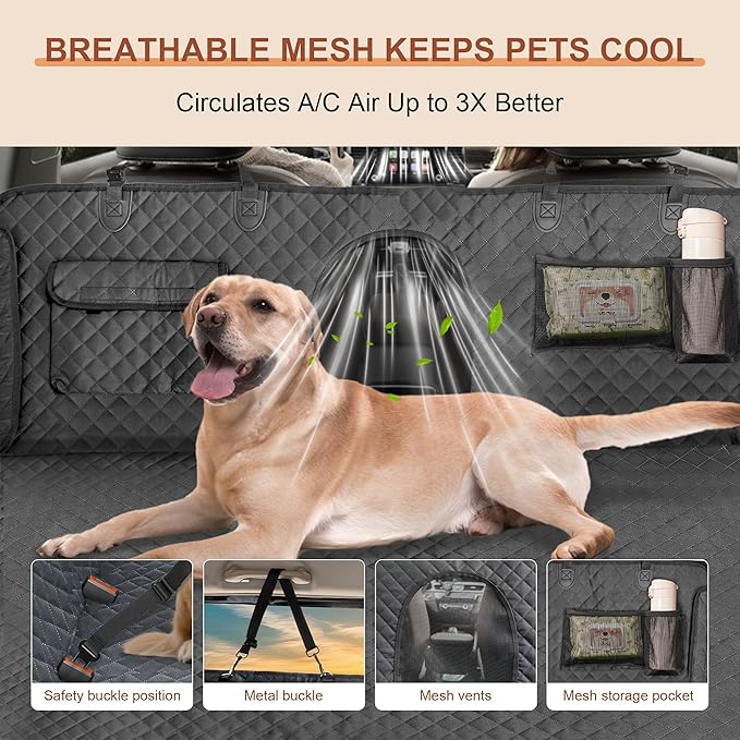Dog Car Seat Cover – 100% Waterproof Hammock Protector, Heavy Duty 900D Oxford, Scratch-Resistant, Nonslip, Soft and Durable Back Seat Cover for Cars, Trucks & SUVs