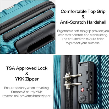 Hanke 14 Inch Underseat Carry On Luggage with Wheels Hard Shell Suitcases Carry On Bag Lightweight Small Mini Suitcase Tsa Luggage for Travel. Caribbean Blue.