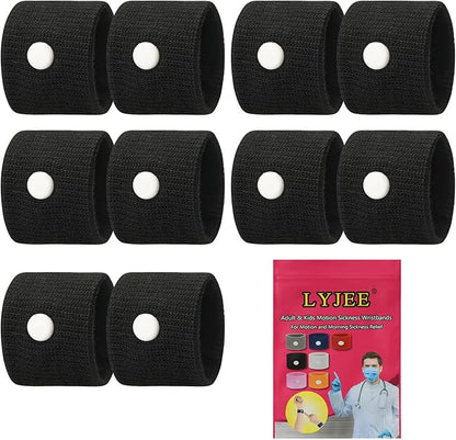 LYJEE Motion Sickness Bracelets for Adults and Kids Motion Sickness Bands Nausea Relief for Pregnant Women Acupressure Nausea Relief for Car, Sea, Air Sickness