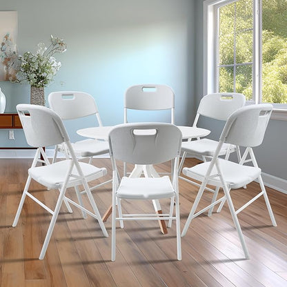 8 Pack Folding Chair, 700 lb Weight Capacity,Indoor/Outdoor Heavy Duty Foldable Chairs for Restaurants, Kitchens, Picnics, Races, Parties & Weddings. (8, White)