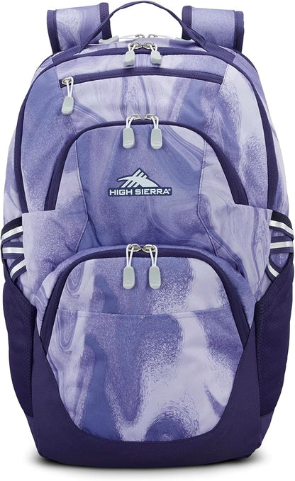 High Sierra Swoop SG Backpack, Travel or Work Laptop Bookbag with Drop Protection Pocket, and Tablet Sleeve, One Size, Purple Marble Swirl