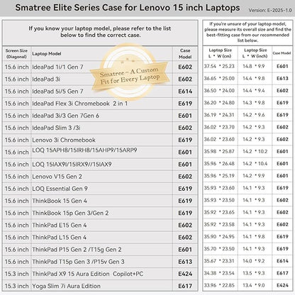 Smatree 15.3 inch Laptop Sleeve for Lenovo Yoga Slim 7i Aura Edition Laptop Bag with Accessory Pocket, YKK Zipper, Patented Shockproof Design (E617)