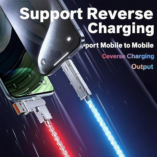 USB Cable PD Fast Charger Lighted Up (USB 4IN1 RGB),Supports Data Transfer, can be Used as a Night Light, Cable Length Approx. 39 inches, Compatible with Most Devices.