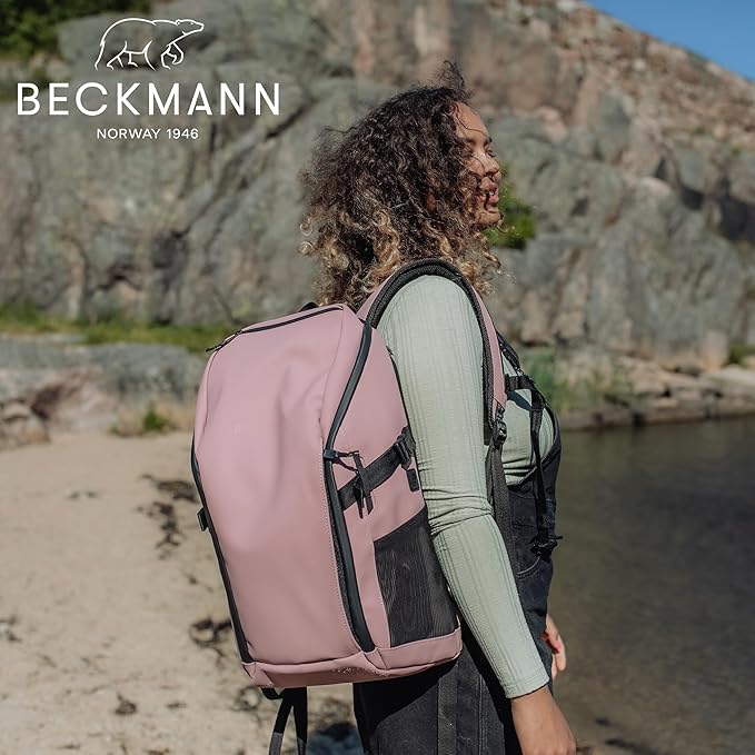 Beckmann STREET GO – Bold & Stylish Ergonomic backpack for Teens & Adults, Versatile & Functional, 26L Capacity expands to 31L - Sustainable & Durable - Water-Resistant, Lightweight. ASH ROSE