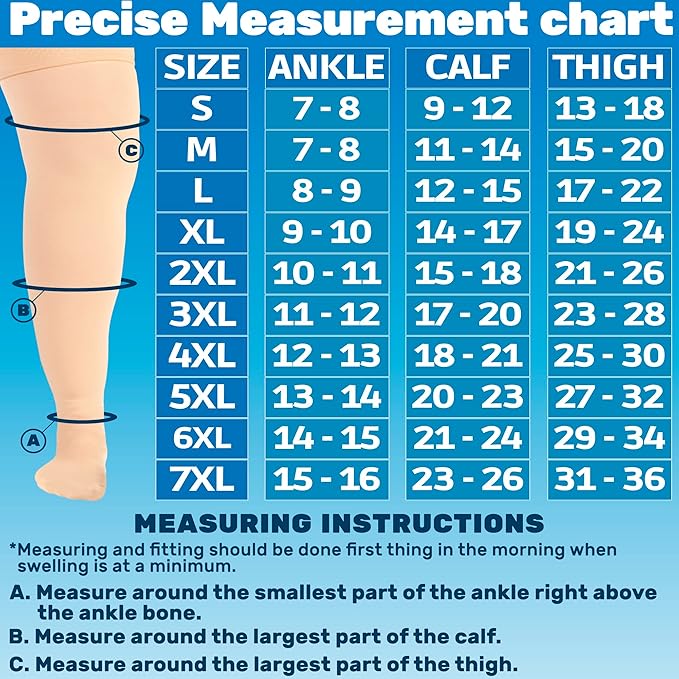 ABSOLUTE SUPPORT Plus Size Thigh High Compression Stockings for Men & Women 20-30mmHg - Unisex Opaque Over Knee Socks with Wide Calf for Postpartum, Achilles Tendon, Embolism, DVT - Beige, 3X-Large