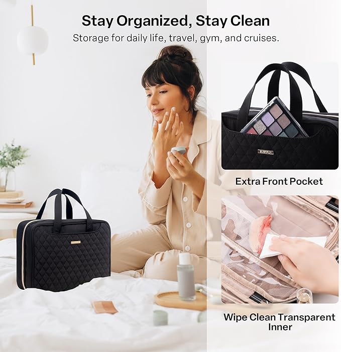 Everfun Hanging Travel Toiletry Bag Christmas Gifts for Women Traveling With Leakproof Compartment Makeup Cosmetic Organizer Dopp Kit Travel Accessories Essentials Must Have