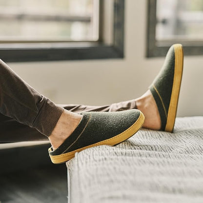 OLUKAI Hamani Hulu Men's Wool Mule Slippers, Soft & Comfortable Slippers with Premium Materials, Sheepskin Shearling & Italian Felt, All-Day Wear