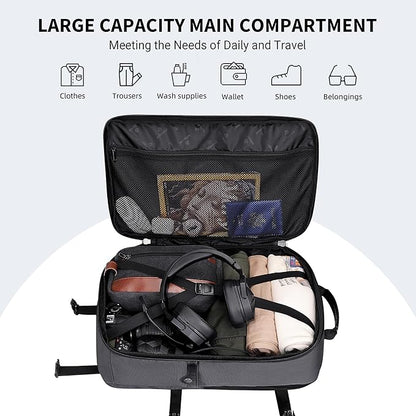 WITZMAN Carry On Travel Backpack for Men Large Convertible 45L Fit 17 Inch Laptop Backpack 3 in 1 Bag for Airline Approved(B688 Silvery Grey)