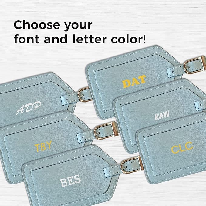 Personalized Monogrammed Leather Luggage Tags - 3 Pack