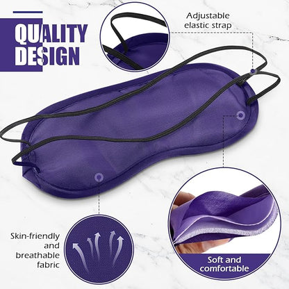 Tarpop 200 Pcs Eye Mask Sleeping Blindfold Eye Cover with Adjustable Strap for Games Party Team Building Travel Individually Wrapped Sleep Mask for Women Men (Purple)