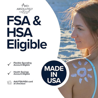Absolutely Natural - SPF 15 Mineral Sunscreen - Broad Spectrum Water Resistant Moisturizer Lotion For Body & Face - With Non-Nano Zinc Oxide, Vitamin E, & Antioxidants - Made in USA, 3 Oz