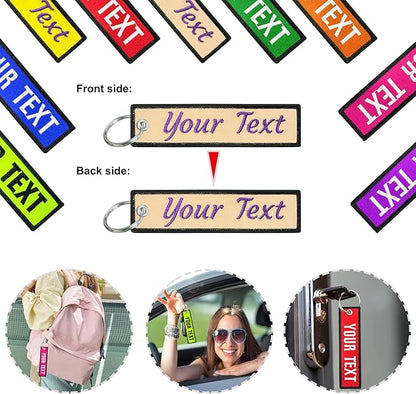 silkmilk Personalized Keychains, Double-sided Embroidered Customized Key Tags, Name Keyring Tags, Key Ring Accessories, Gifts for Men & Women