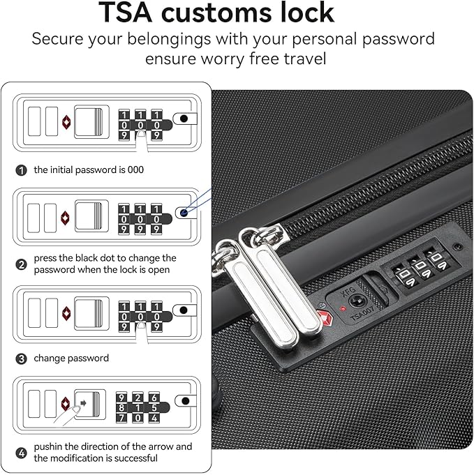 Travel Suitcase Sets 3 Piece, Expandable Hardshell Luggage Sets 3pcs with TSA Lock Spinner Wheels, Black (20''/24''/28")