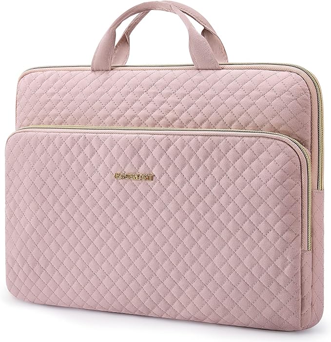 BAGSMART Laptop Case Compatible with 13-13.3 inch Notebook,Compatible with MacBook Pro 14 Inch,MacBook Air,Protective Carrying Bag with Pocket,Handles,Pink