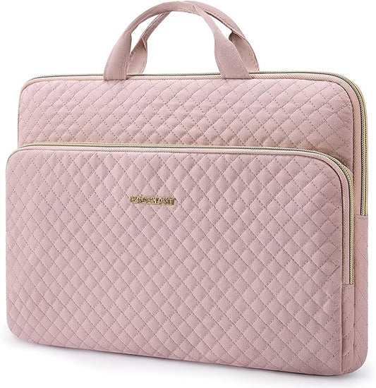 BAGSMART Laptop Case Compatible with 13-13.3 inch Notebook,Compatible with MacBook Pro 14 Inch,MacBook Air,Protective Carrying Bag with Pocket,Handles,Pink
