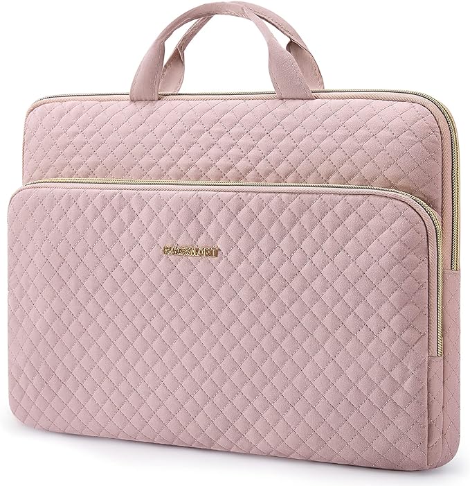 BAGSMART Laptop Sleeve for 15-inch New MacBook Ai ir M2 A2941 2023, Laptop Carrying Case Compatible with 15.6 inch HP,Dell,Acer Aspire,Asus Notebook,Laptop Protective Case with Pocket,Handle, PInk