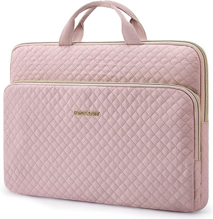 BAGSMART Laptop Sleeve for 15-inch New MacBook Ai ir M2 A2941 2023, Laptop Carrying Case Compatible with 15.6 inch HP,Dell,Acer Aspire,Asus Notebook,Laptop Protective Case with Pocket,Handle, PInk