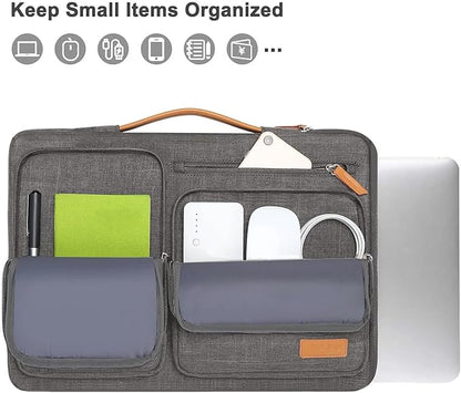 MOSISO 360 Protective Laptop Case 15 inch, 15 inch Laptop Sleeve Compatible with MacBook Air M4 M3 M2 2025 2024 2023, Dell XPS Plus, Side Open Carrying Case with 4 Zipper Pockets&Handle, Taupe Gray