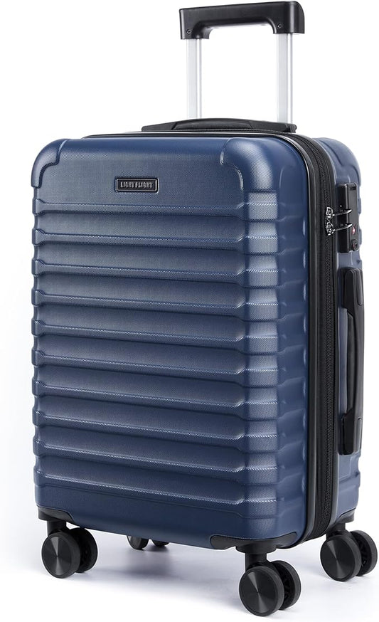 LIGHT FLIGHT Carry On Luggage 22x14x9 Airline Approved, Carry On Suitcases with Wheels, Expandable Hardside Lightweight Rolling Travel Luggage with TSA Lock 20 Inch Carryon, Dark Blue