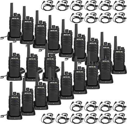 Retevis RT68 Walkie Talkies with Earpiece,2 Way Radios Long Range,Heavy Duty Walkie Talkies for Adults,Rechargeable with USB Charger Base, for Restaurant School Manufacturing Healthcare(20 Pack)