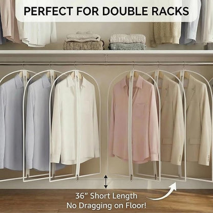36” All Clear Garment Bags for Women Suit Bags - PEVA Waterproof Suit Cover with Zipper for,Hanging Clothes, Coats - Durable Dresser for Closet Storage, Dustproof & Moisture Resistant - 36”/12 Pack