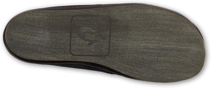 OLUKAI Moloa Slipper, Men's Premium Leather Slip-On Shoes, Soft Genuine Shearling Lining & Gel Insert, Drop-In Heel & All-Day Comfort