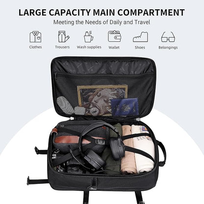 WITZMAN Carry On Travel Backpack for Men Large Convertible 45L Fit 17 Inch Laptop Backpack 3 in 1 Bag for Airline Approved(B688 Black)