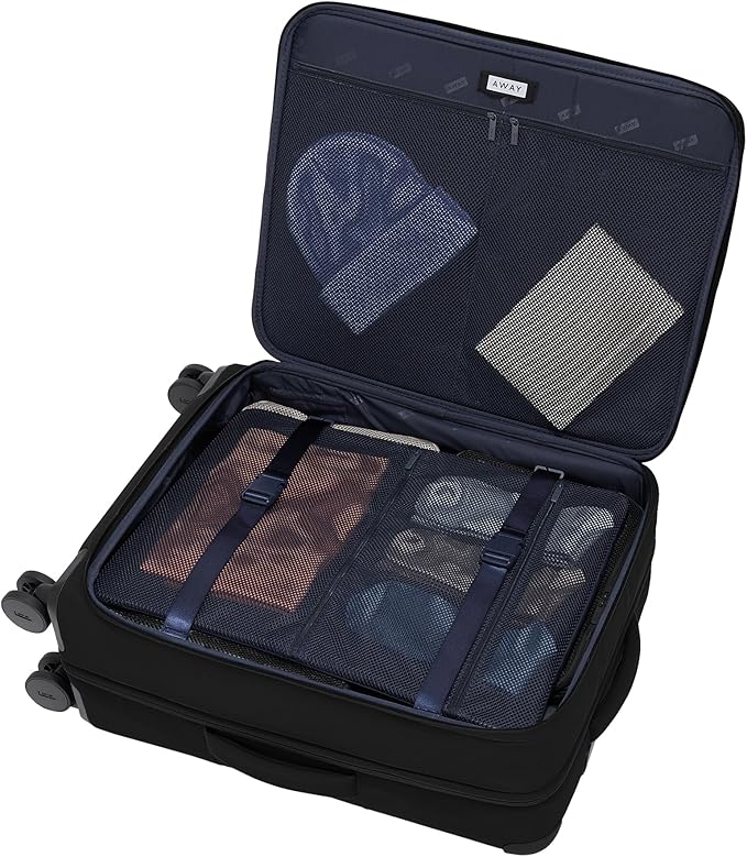 Away Softside Medium Checked Suitcase, 26 Inch Lightweight, Expandable Luggage For Men & Women, Durable Nylon Exterior, TSA Approved Lock, Ideal For Trips 1-2 Weeks, Jet Black