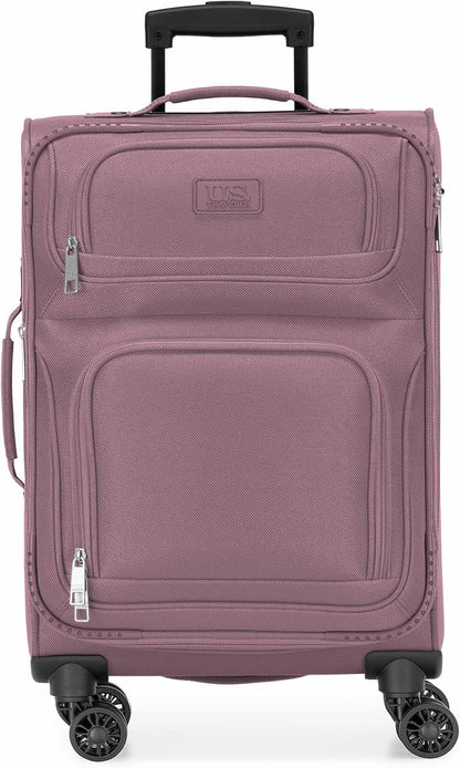U.S. Traveler Rio Lightweight Softside Rolling Carry-on Suitcase, 4-Wheel Set, Mauve