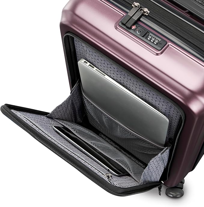 Samsonite Carry-On Pro Front Pocket Hardside Expandable 21-Inch Octiv Luggage: Durable & Impact Resistant, 360° Aero Trac Spinner Wheels, Adjustable Telescopic Handle, TSA Approved Lock - Purple