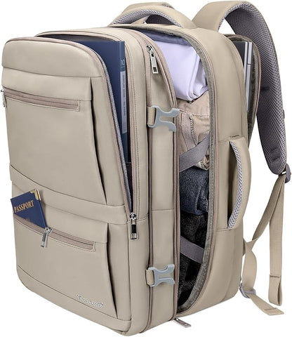 BALEINE Travel Backpack for Women Men, Large Sturdy Carry On Laptop Backpack Gifts for Business, Casual, Weekender, Hiking (XL, Khaki)