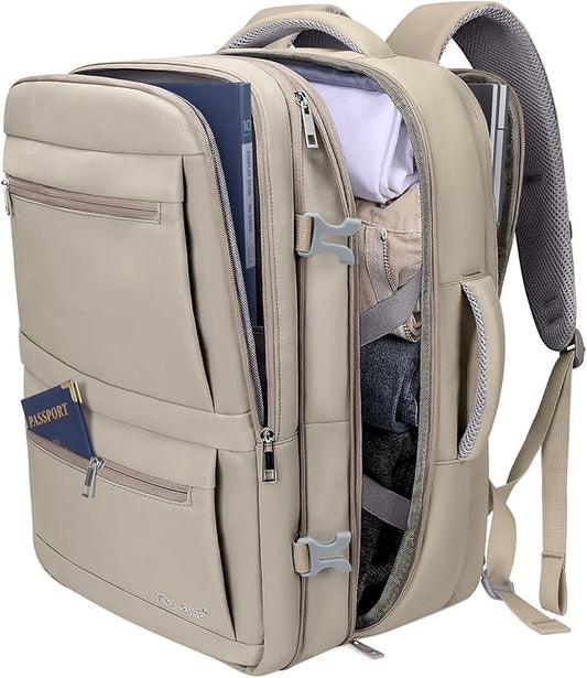 BALEINE Travel Backpack for Women Men, Large Sturdy Carry On Laptop Backpack Gifts for Business, Casual, Weekender, Hiking (XL, Khaki)