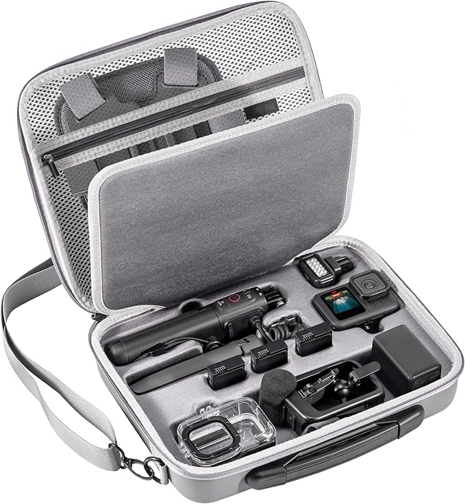 Carrying Case for GoPro Hero 13 12 11 10 9 8 7 Action Camera Hard Organizer Case Carrying Bag Accessories Travel Storage Chest Mount/Media Mod/Volta Protective Housing for dji osmo action 6 5