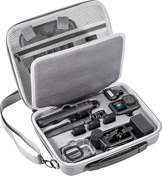 Carrying Case for GoPro Hero 13 12 11 10 9 8 7 Action Camera Hard Organizer Case Carrying Bag Accessories Travel Storage Chest Mount/Media Mod/Volta Protective Housing for dji osmo action 6 5