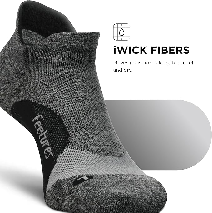Feetures Elite Light Cushion No Show Tab Athletic Ankle Socks - Sport Sock with Targeted Compression